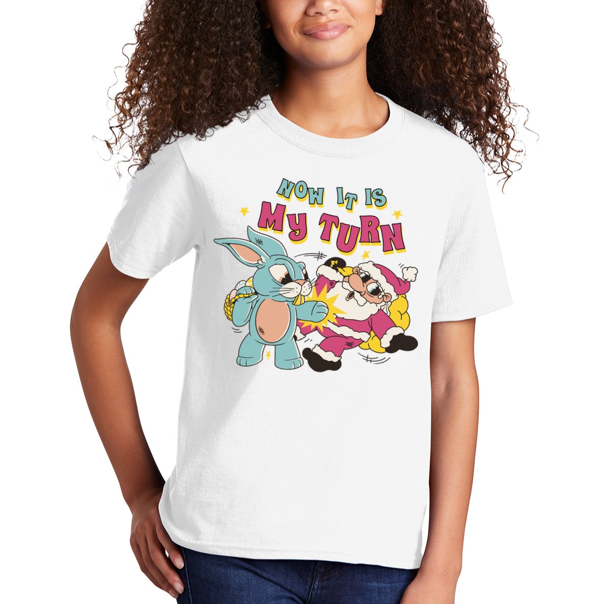 Now It's My Turn Funny Holiday Easter Bunny Santa Kids T-Shirt