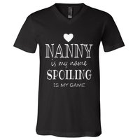 Nanny Is My Name Funny Graphic Gifts For Nanny Grandma V-Neck T-Shirt