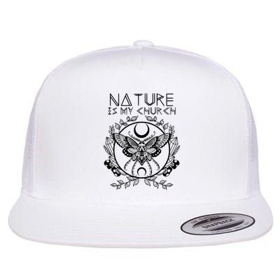 Nature Is My Church Moon Moth Witchcraft Wiccan Witch Flat Bill Trucker Hat