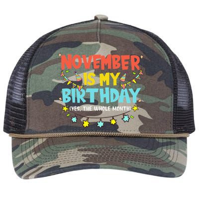 November Is My Birthday Month Yep The Whole Month Retro Rope Trucker Hat Cap