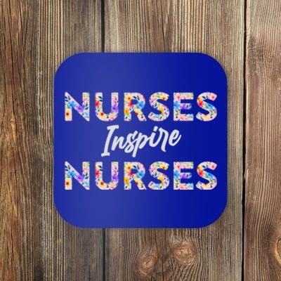 Nurses Inspire Nurses Funny Floral Nurse Quote Gift Coaster