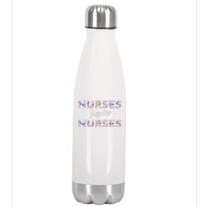 Nurses Inspire Nurses Funny Floral Nurse Quote Gift Stainless Steel Insulated Water Bottle