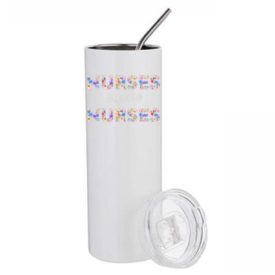 Nurses Inspire Nurses Funny Floral Nurse Quote Gift Stainless Steel Tumbler