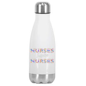 Nurses Inspire Nurses Funny Floral Nurse Quote Gift Stainless Steel Insulated Water Bottle