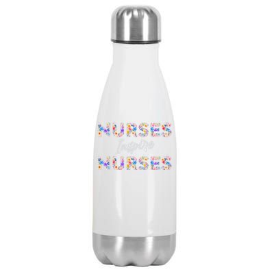 Nurses Inspire Nurses Funny Floral Nurse Quote Gift Stainless Steel Insulated Water Bottle