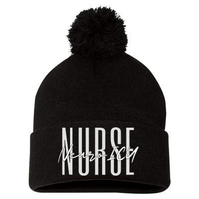 Neuro ICU Nurse Neurology Nursing Surgical Neuro Tech Pom Pom 12in Knit Beanie