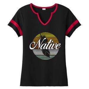 Native Indian Native American Pride Indigenous Cherokee Ladies Halftime Notch Neck Tee