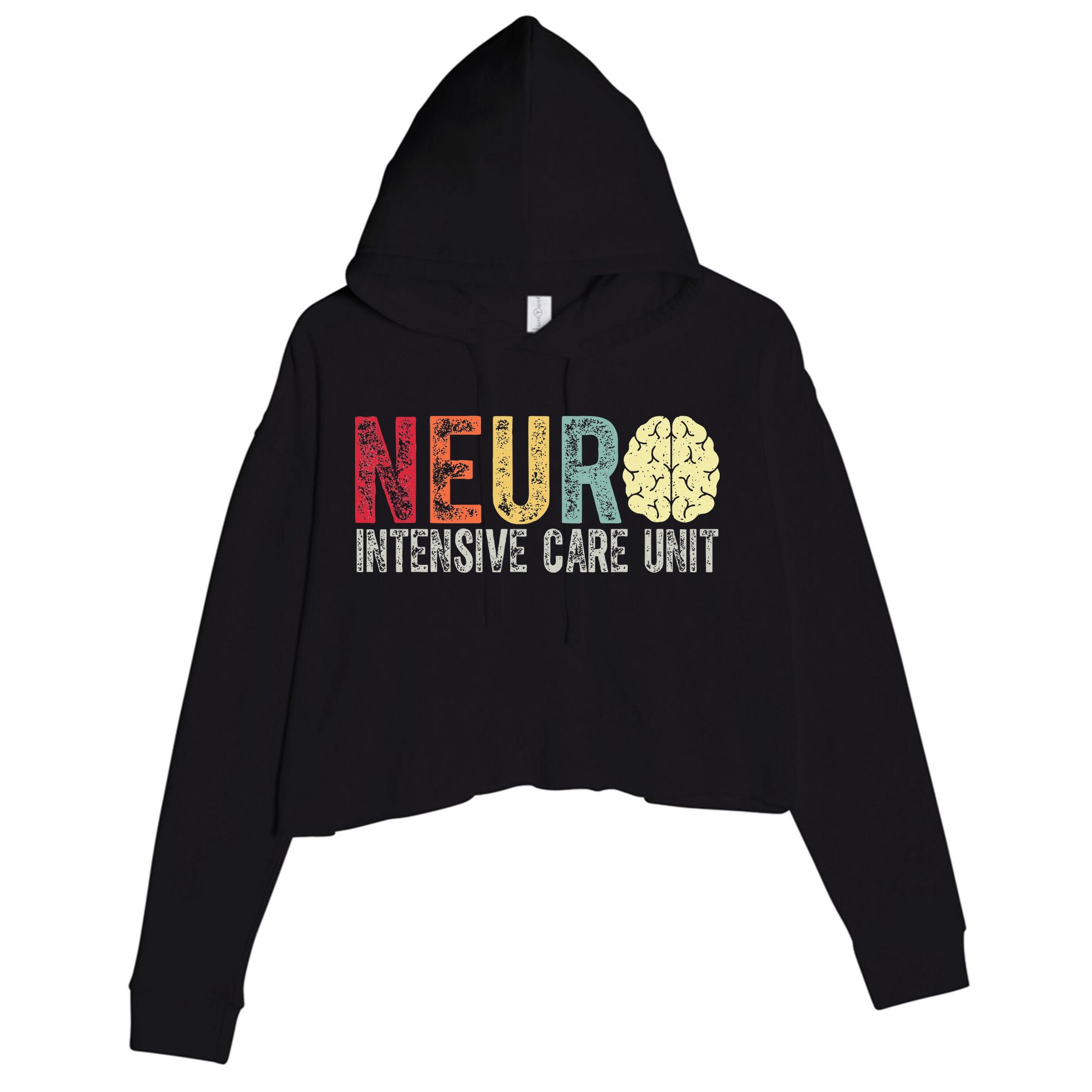 Neuro Icu Nurse Brain Nursing Intensive Care Unit Rn Crop Fleece Hoodie