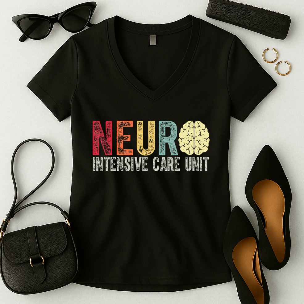 Neuro Icu Nurse Brain Nursing Intensive Care Unit Rn Women's V-Neck T-Shirt