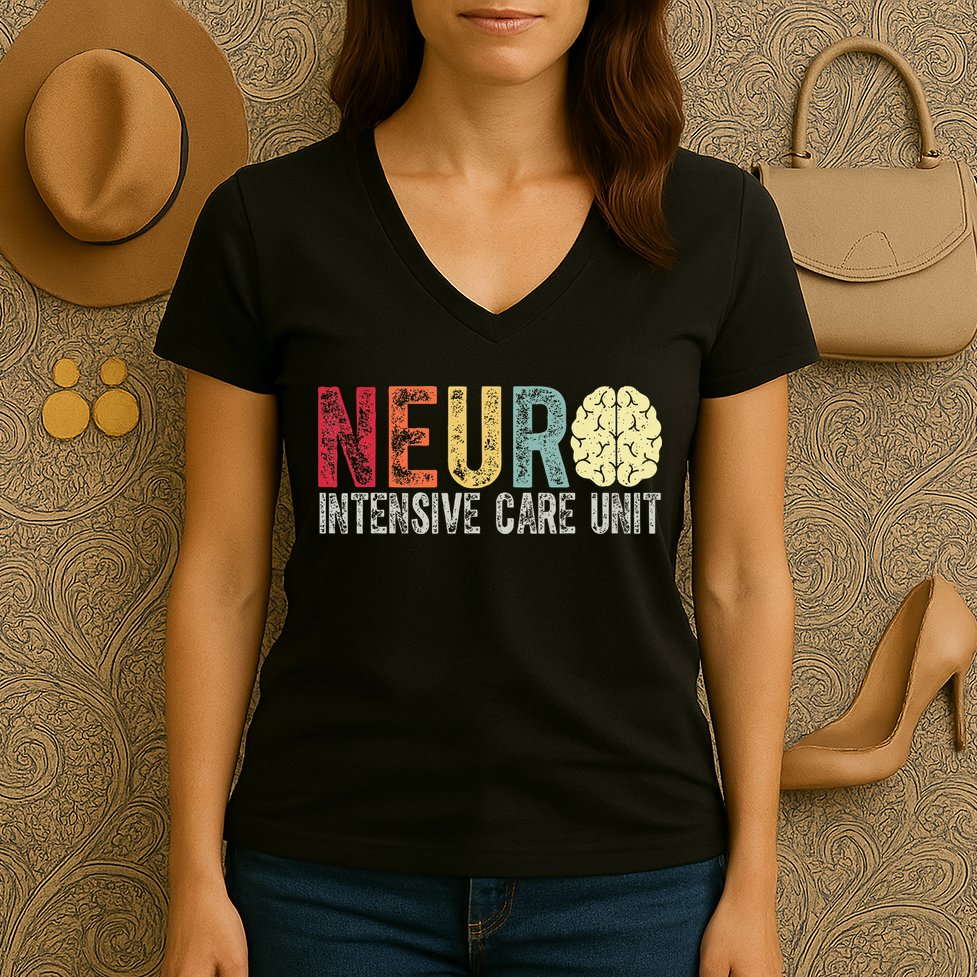 Neuro Icu Nurse Brain Nursing Intensive Care Unit Rn Women's V-Neck T-Shirt