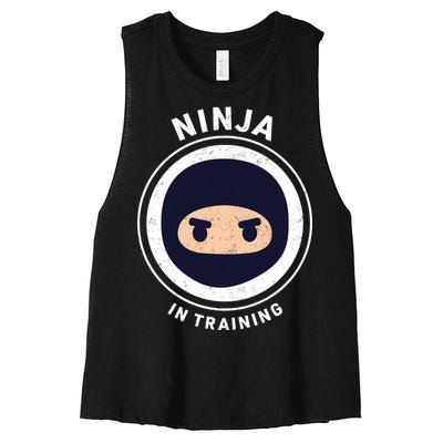 Ninja In Training  Women's Racerback Cropped Tank