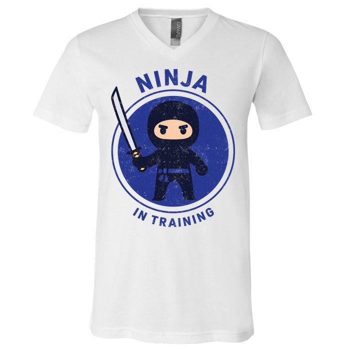 Ninja In Training Sword V-Neck T-Shirt