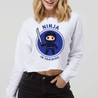 Ninja In Training Sword Cropped Pullover Crew