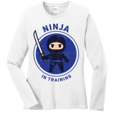 Ninja In Training Sword Ladies Long Sleeve Shirt