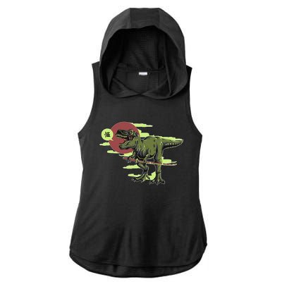 Ninja T-Rex Ladies PosiCharge Tri-Blend Wicking Draft Hoodie Tank