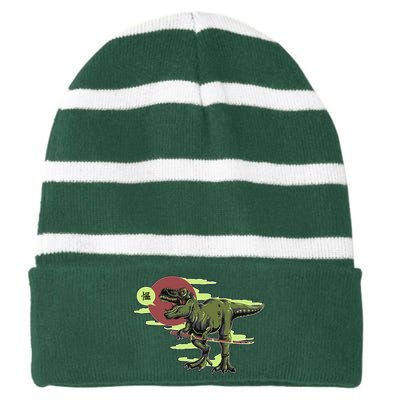 Ninja T-Rex Striped Beanie with Solid Band