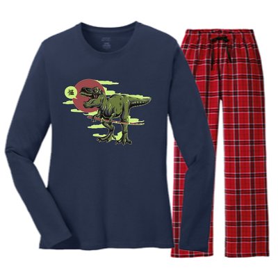 Ninja T-Rex Women's Long Sleeve Flannel Pajama Set 