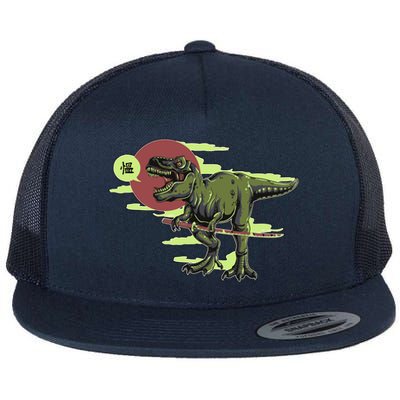 Ninja T-Rex Flat Bill Trucker Hat