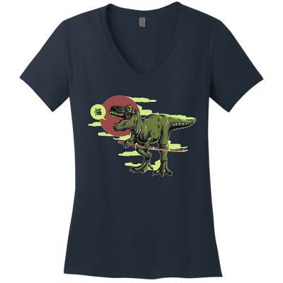 Ninja T-Rex Women's V-Neck T-Shirt