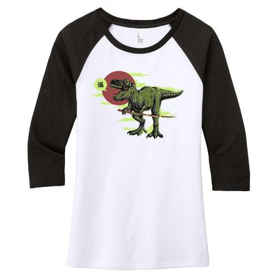 Ninja T-Rex Women's Tri-Blend 3/4-Sleeve Raglan Shirt