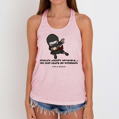 Ninjas Aren't Invisible Leave No Witnesses Women's Knotted Racerback Tank