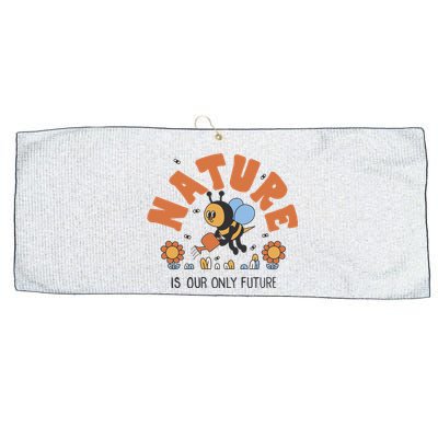 Nature Is Our Only Future Earth Day Bee Large Microfiber Waffle Golf Towel