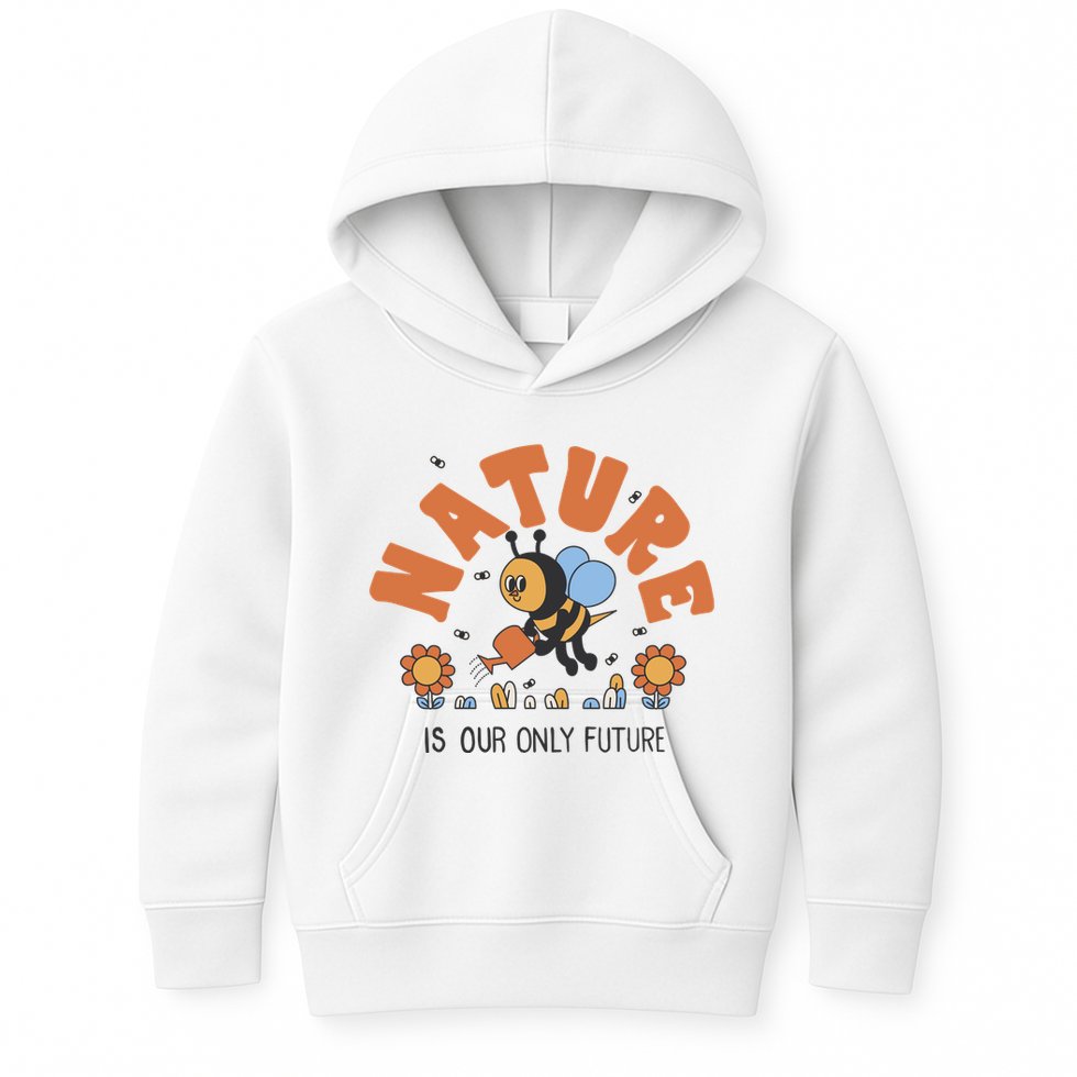 Nature Is Our Only Future Earth Day Bee Kids Hoodie