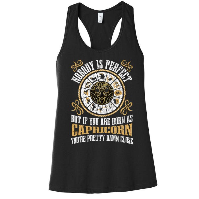 Nobody Is Perfect Capricorn Funny Zodiac Sign Women's Racerback Tank