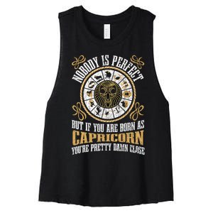 Nobody Is Perfect Capricorn Funny Zodiac Sign Women's Racerback Cropped Tank