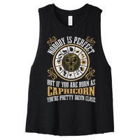 Nobody Is Perfect Capricorn Funny Zodiac Sign Women's Racerback Cropped Tank