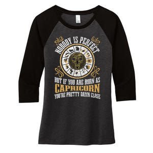 Nobody Is Perfect Capricorn Funny Zodiac Sign Women's Tri-Blend 3/4-Sleeve Raglan Shirt