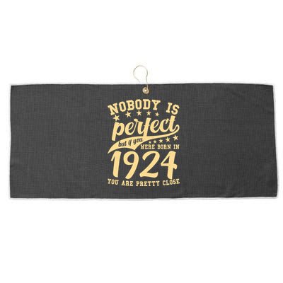 Nobody Is Perfect Born In 1924 100th Birthday Large Microfiber Waffle Golf Towel