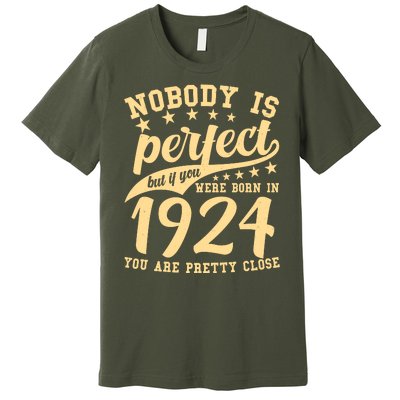 Nobody Is Perfect Born In 1924 100th Birthday Premium T-Shirt