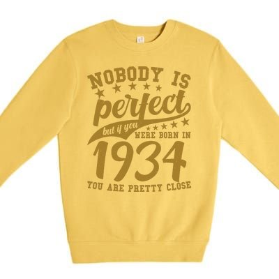 Nobody Is Perfect Born In 1934 90th Birthday Premium Crewneck Sweatshirt