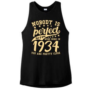 Nobody Is Perfect Born In 1934 90th Birthday Ladies PosiCharge Tri-Blend Wicking Tank