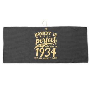 Nobody Is Perfect Born In 1934 90th Birthday Large Microfiber Waffle Golf Towel