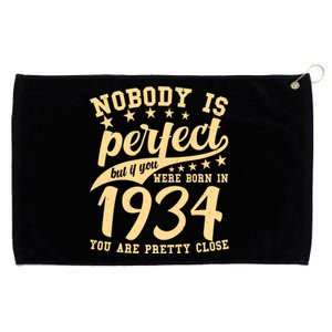 Nobody Is Perfect Born In 1934 90th Birthday Grommeted Golf Towel