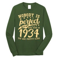 Nobody Is Perfect Born In 1934 90th Birthday Long Sleeve Shirt