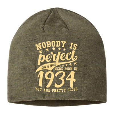 Nobody Is Perfect Born In 1934 90th Birthday Sustainable Beanie