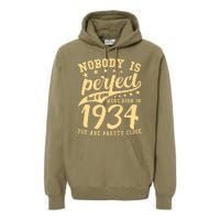 Nobody Is Perfect Born In 1934 90th Birthday Premium Hoodie