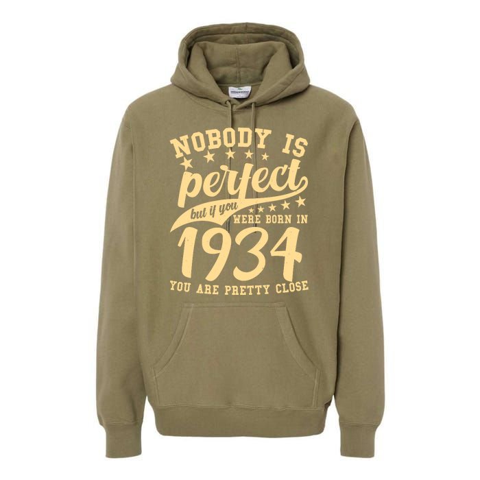 Nobody Is Perfect Born In 1934 90th Birthday Premium Hoodie