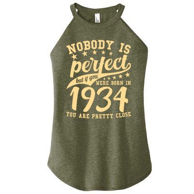 Nobody Is Perfect Born In 1934 90th Birthday Women’s Perfect Tri Rocker Tank