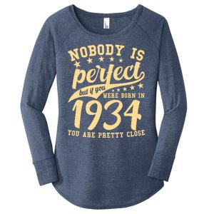 Nobody Is Perfect Born In 1934 90th Birthday Women's Perfect Tri Tunic Long Sleeve Shirt