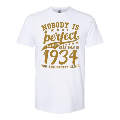 Nobody Is Perfect Born In 1934 90th Birthday Softstyle CVC T-Shirt