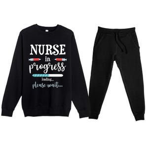 Nurse In Progress Nurse Gift Funny Nursing School Funny Gift Premium Crewneck Sweatsuit Set