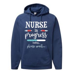 Nurse In Progress Nurse Gift Funny Nursing School Funny Gift Performance Fleece Hoodie