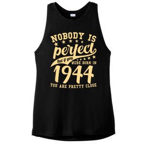 Nobody Is Perfect Born In 1944 80th Birthday Ladies PosiCharge Tri-Blend Wicking Tank