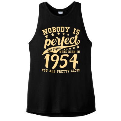 Nobody Is Perfect Born In 1954 70th Birthday Ladies PosiCharge Tri-Blend Wicking Tank