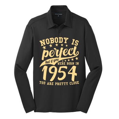 Nobody Is Perfect Born In 1954 70th Birthday Silk Touch Performance Long Sleeve Polo