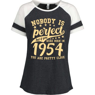 Nobody Is Perfect Born In 1954 70th Birthday Enza Ladies Jersey Colorblock Tee